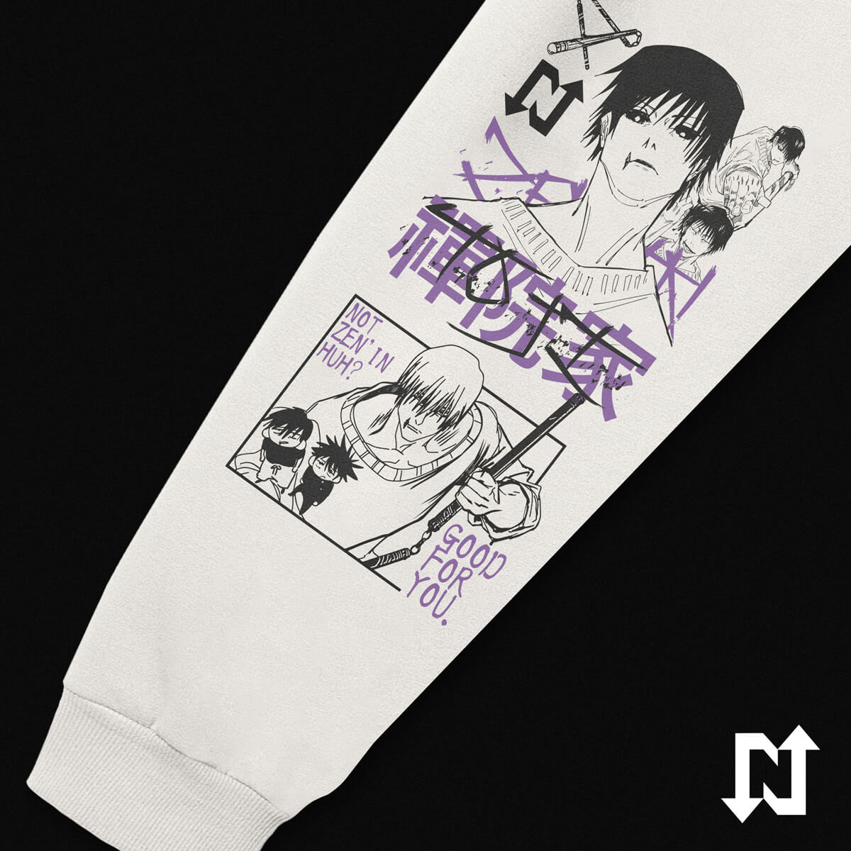 Hoodie oversize blanco de Toji Fushiguro (Jujutsu Kaisen) — vista posterior — NEXO Street