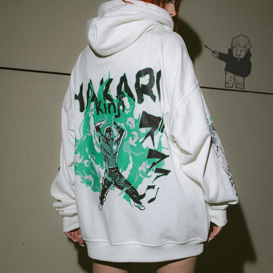 Hoodie oversize blanco de Hakari Kinji (Jujutsu Kaisen) — NEXO Street