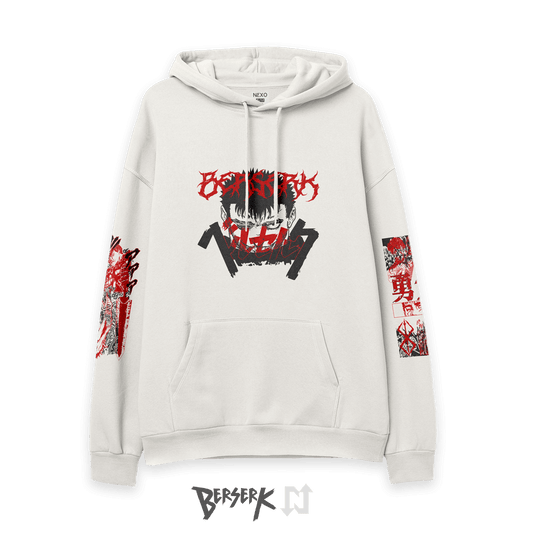 Hoodie oversize negro de Guts (Berserk) — vista frontal — NEXO Street