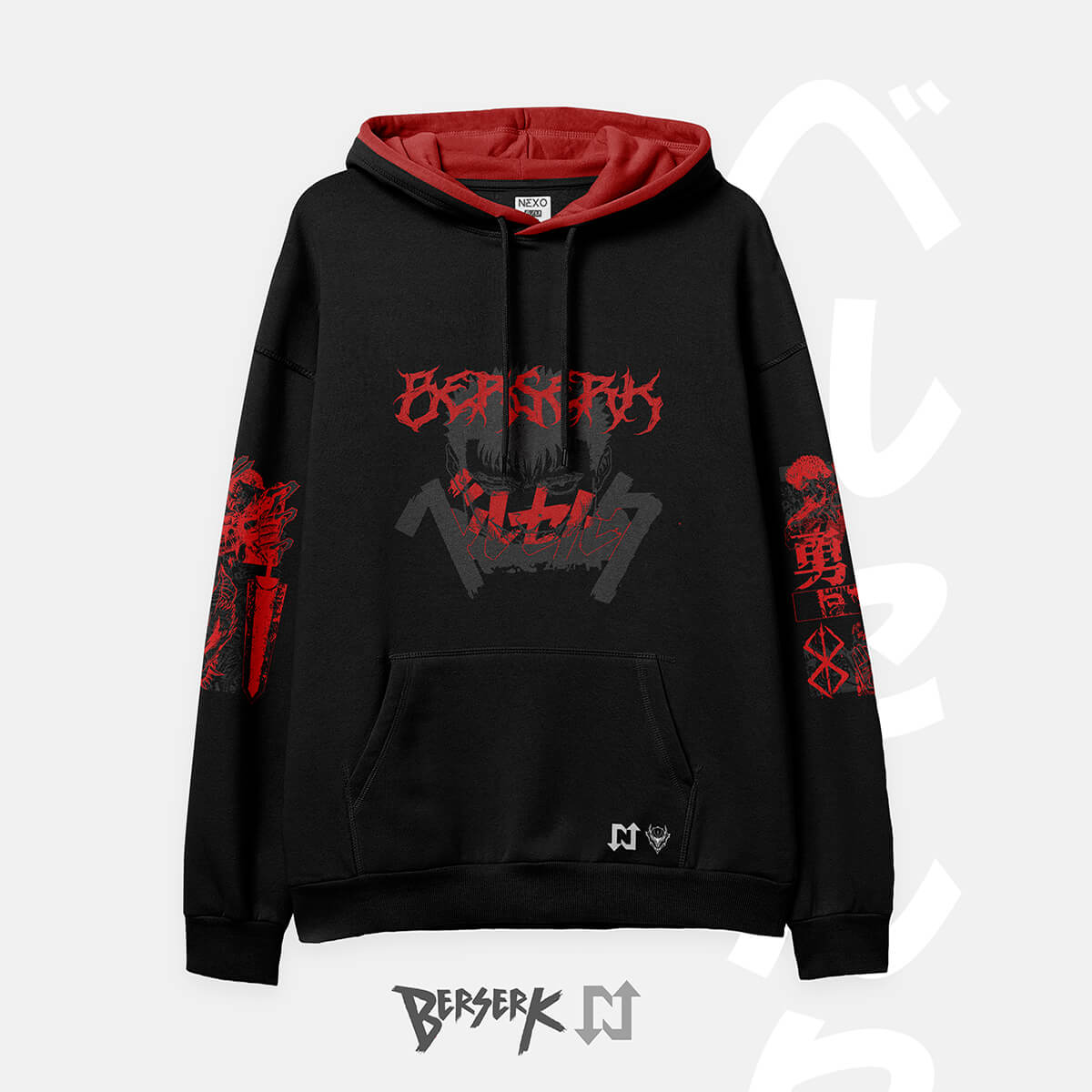 Sudadera oversize negra inspirada en el senõr Guts del anime y manga de Berserk. Cómoda, suave al tacto y de alta calidad.