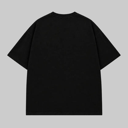 Vista sin estampado de la camiseta negra NEZUKO × TOMIE.