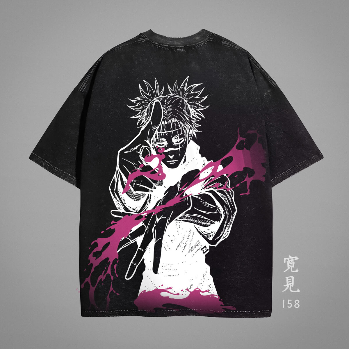 Camiseta oversize Choso Jujutsu Kaisen negro acid wash — NEXO Street