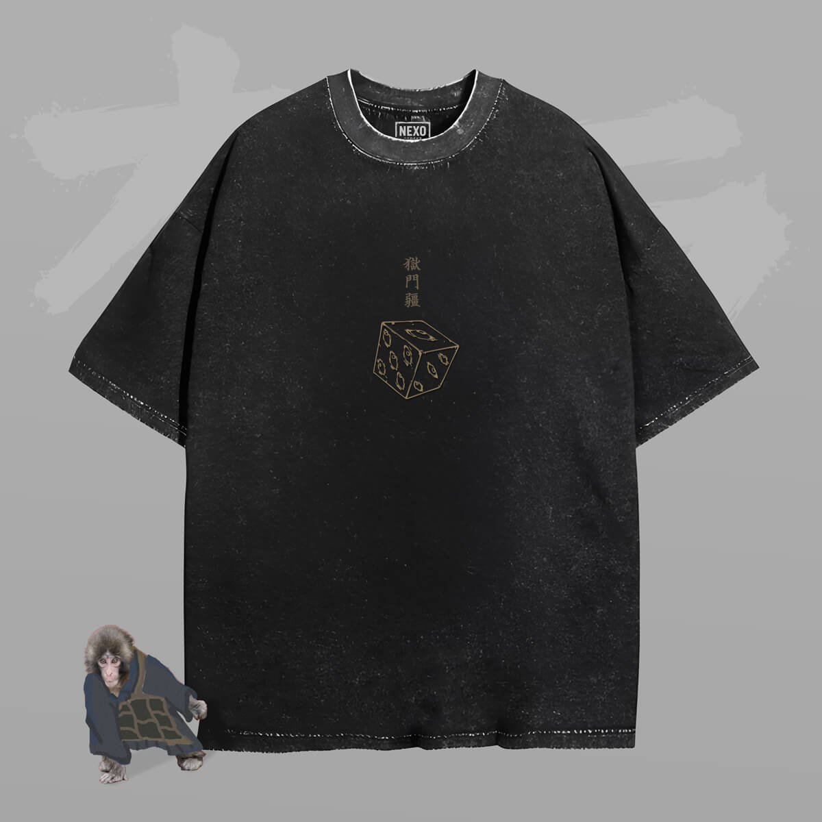 Camiseta oversize negra de Suguru Geto (Jujutsu Kaisen) — vista frontal — NEXO Street
