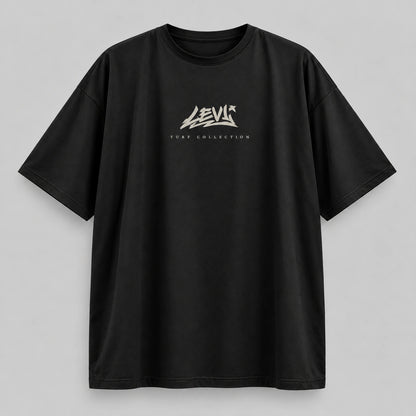 Camiseta oversize Levi Ackerman Turf de Shingeki no Kyojin en seda fría negro, vista de frente - NEXO Street.