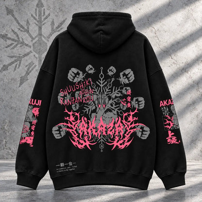 Hoodie Akaza Acid wash — Completo, espalda sobre piedra gris