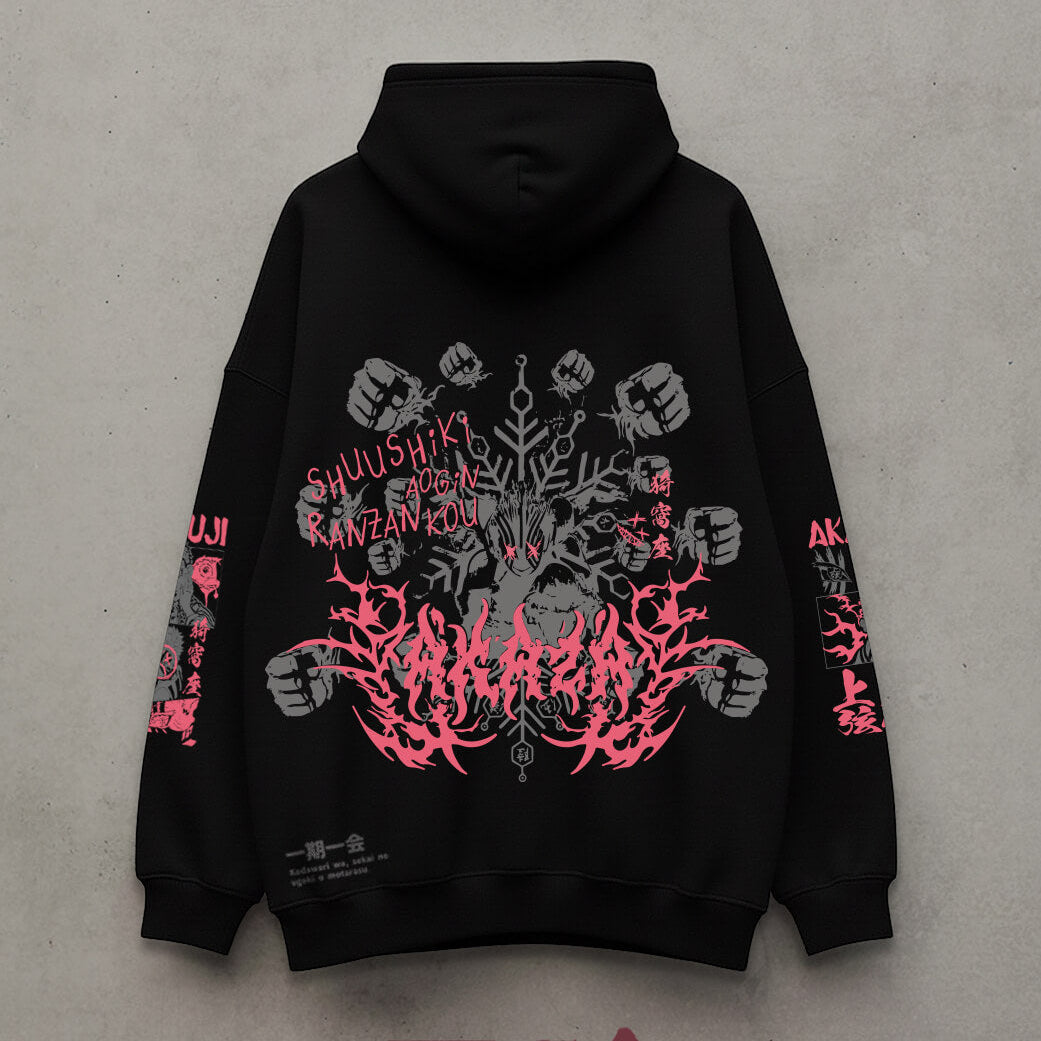 Hoodie oversize negro de Akaza (Kimetsu no Yaiba) — NEXO Street