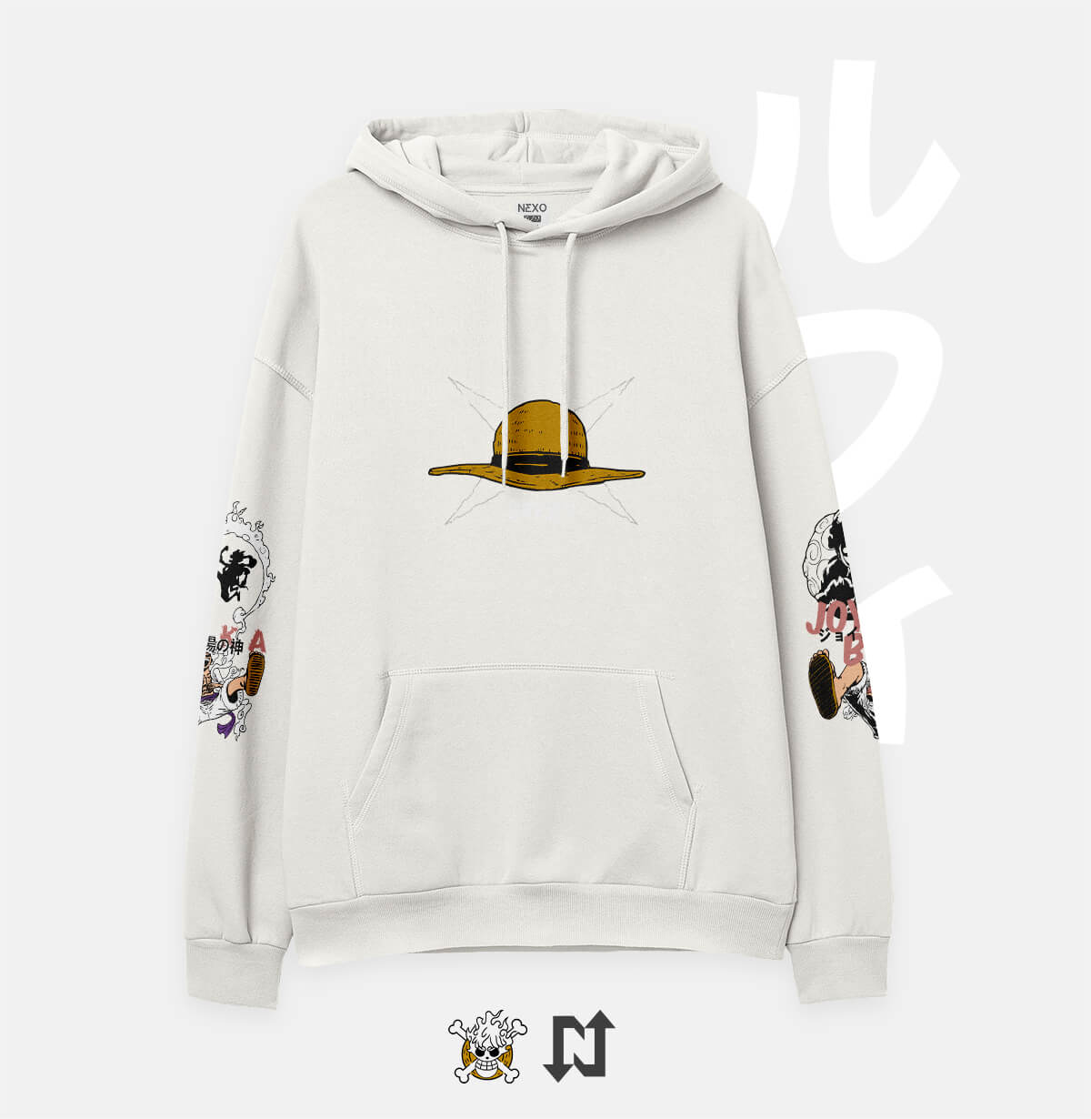 Hoodie oversize negro de Luffy Gear 5 (One Piece) — Nika — NEXO Street