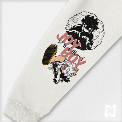 Hoodie oversize negro de Luffy Gear 5 (One Piece) — detalle de la capota — NEXO Street