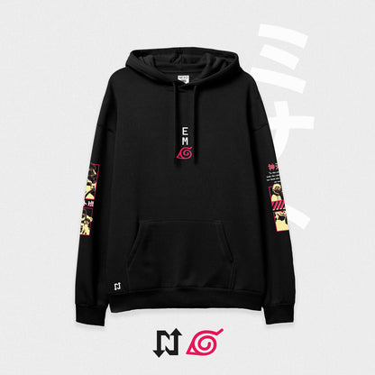 Sudadera oversize negra inspirada en el equipo Minato del anime y manga de naruto. Cómoda, suave al tacto y de alta calidad.