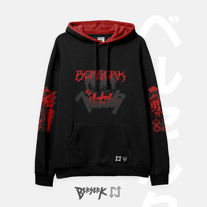 Sudadera oversize negra inspirada en el senõr Guts del anime y manga de Berserk. Cómoda, suave al tacto y de alta calidad.