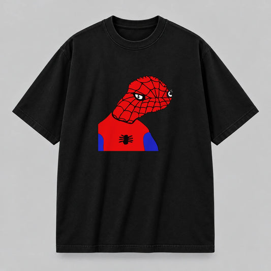 Camiseta SPOODERMAN NEXO Street en algodón peruano negro liso 300 g: frente con estampado y cuello en rib.