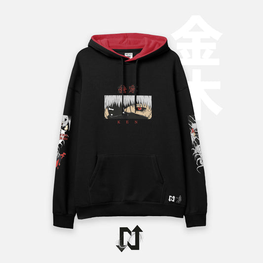 Hoodie oversize negro de Ken Kaneki (Tokyo Ghoul) — vista frontal — NEXO Street