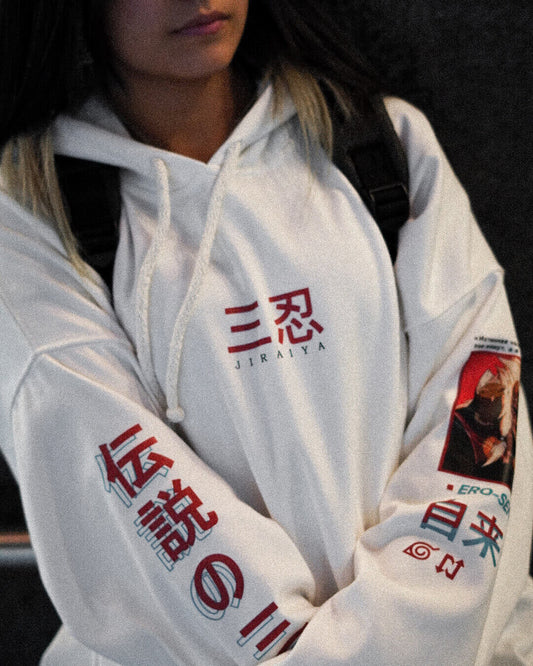 Hoodie oversize blanco de Jiraiya (Naruto) — corte oversize — NEXO Street